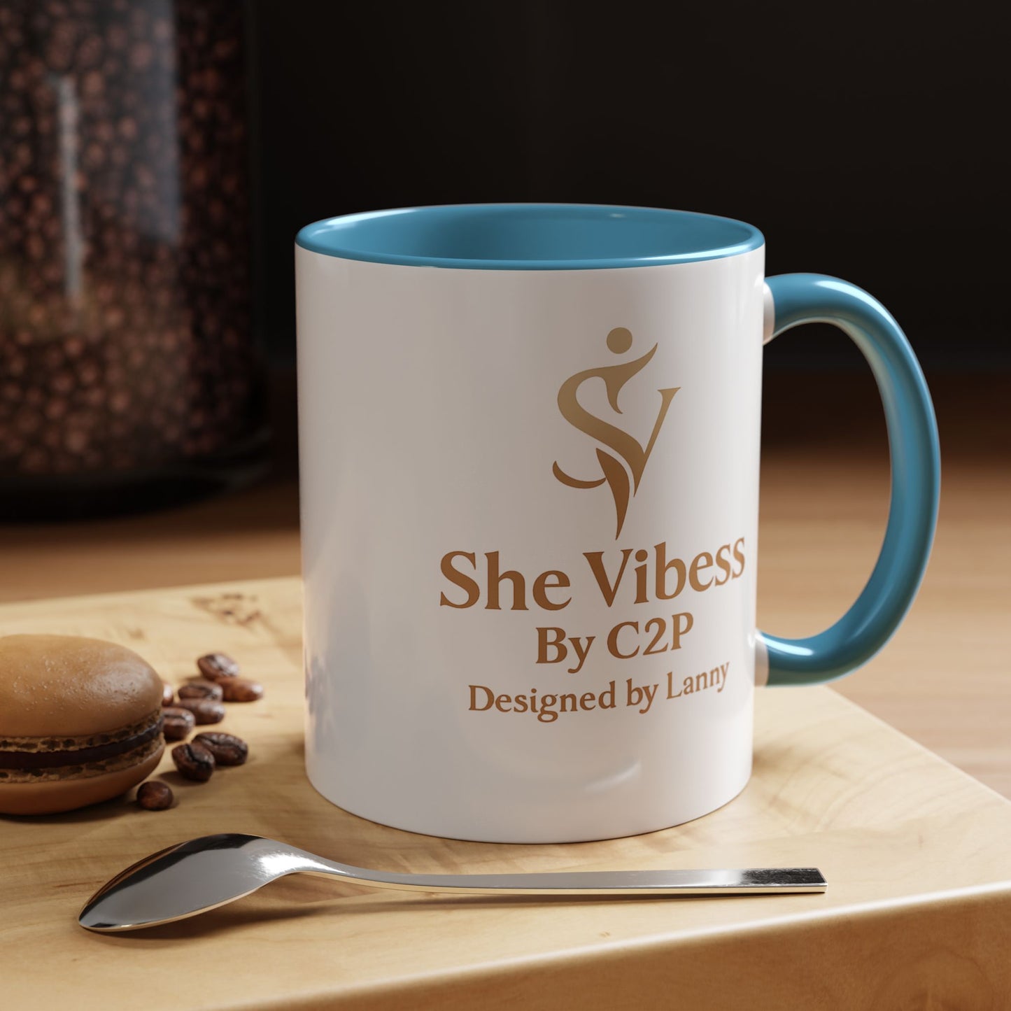 She Vibess Accent Coffee Mug — Inspirational Gold Logo 11/15oz