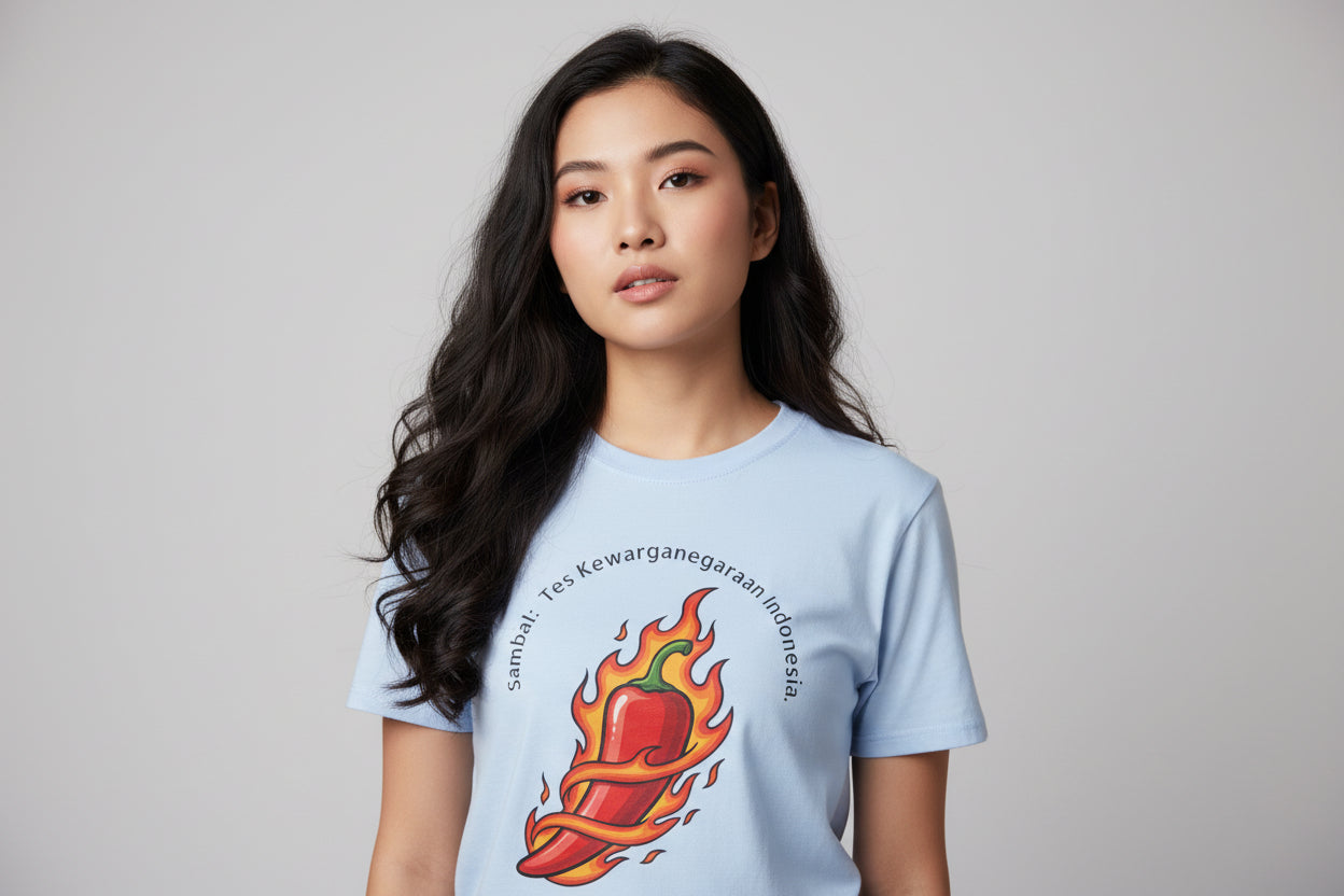 She Vibess By Lanny — Kaos Grafis Cabai Merah Menyala — “Sambal: Tes Kewarganegaraan Indonesia”
