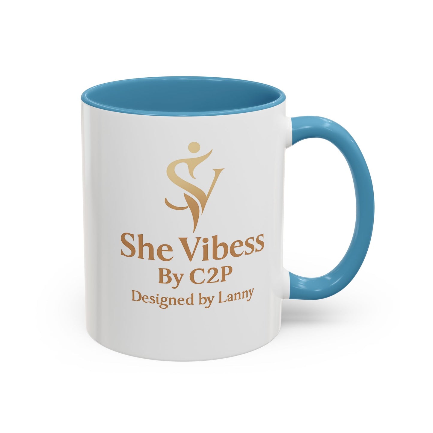 She Vibess Accent Coffee Mug — Inspirational Gold Logo 11/15oz