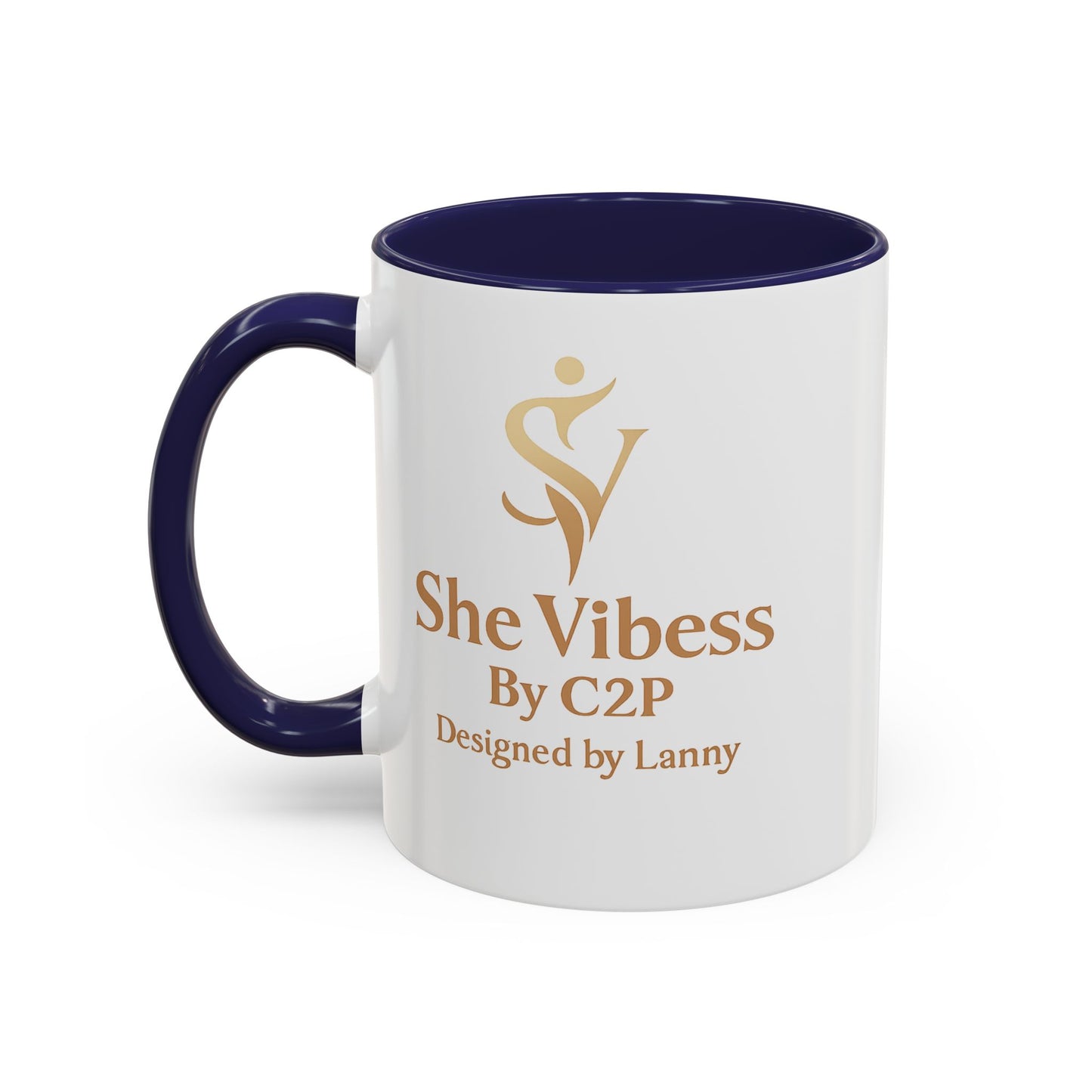 She Vibess Accent Coffee Mug — Inspirational Gold Logo 11/15oz