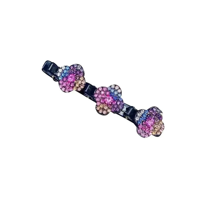 2023 Rhinestones Braided Hair Clips for Girls Hairclip with 3 Flowers Hair Span with Crystalllume Women Hairpin Hair Accessories