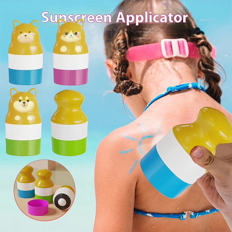 Bear Animal Shape Sunscreen Roller Applicator Refillable Stitching Isolation Lotion Cream Bottles Sunscreen Lotion Applicator