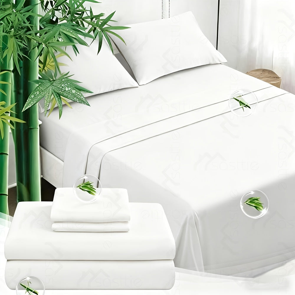 4 Peices Bamboo Bed Sheet Set - 100% Bamboo Blend - Ultra Soft & Breathable Bed Sheets - Deep Pocket Up to 16" Hotel Y Bedding Set - Perfect for Hot Sleepers - Great Christmas Gifts Bedding Sheets Set Bamboo Sheets Sets King