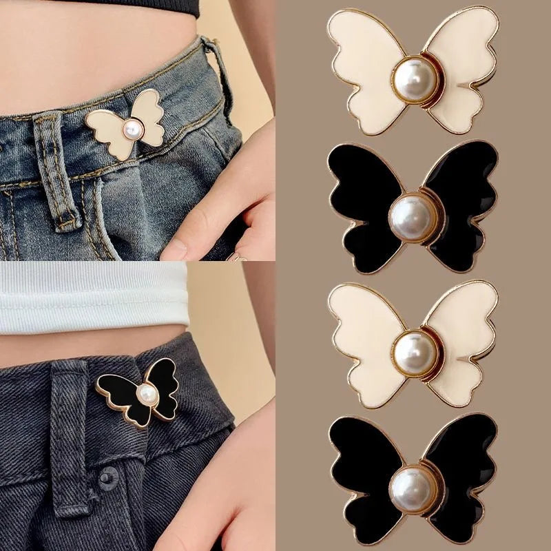 Butterfly Jeans Button Adjustable Clips for Pant Skirts Waist Tightener Buckle Snap Button Adjuster Pants Pin Retractable Button