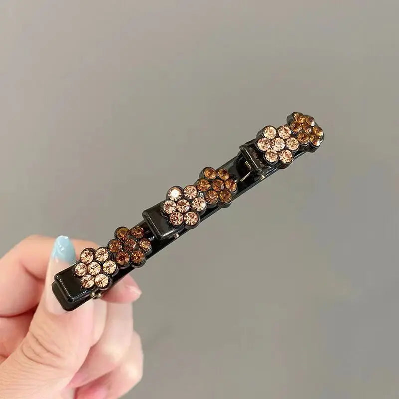 2023 Rhinestones Braided Hair Clips for Girls Hairclip with 3 Flowers Hair Span with Crystalllume Women Hairpin Hair Accessories