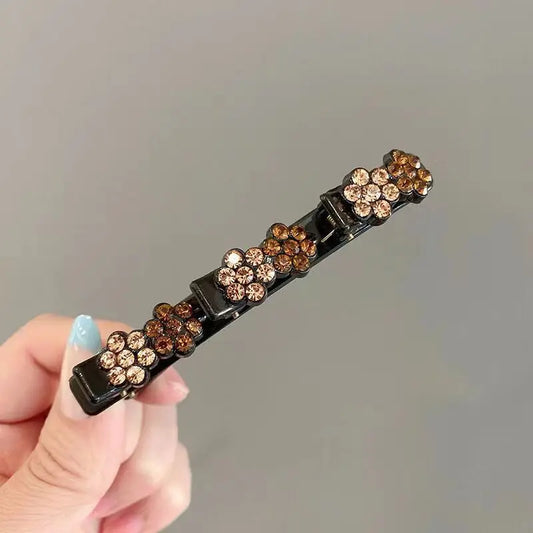 2023 Rhinestones Braided Hair Clips for Girls Hairclip with 3 Flowers Hair Span with Crystalllume Women Hairpin Hair Accessories
