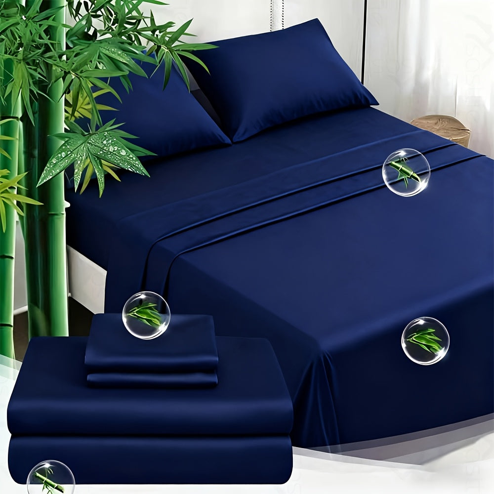 4 Peices Bamboo Bed Sheet Set - 100% Bamboo Blend - Ultra Soft & Breathable Bed Sheets - Deep Pocket Up to 16" Hotel Y Bedding Set - Perfect for Hot Sleepers - Great Christmas Gifts Bedding Sheets Set Bamboo Sheets Sets King