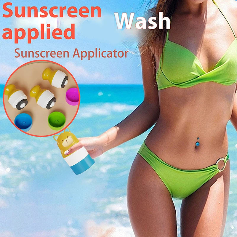 Bear Animal Shape Sunscreen Roller Applicator Refillable Stitching Isolation Lotion Cream Bottles Sunscreen Lotion Applicator