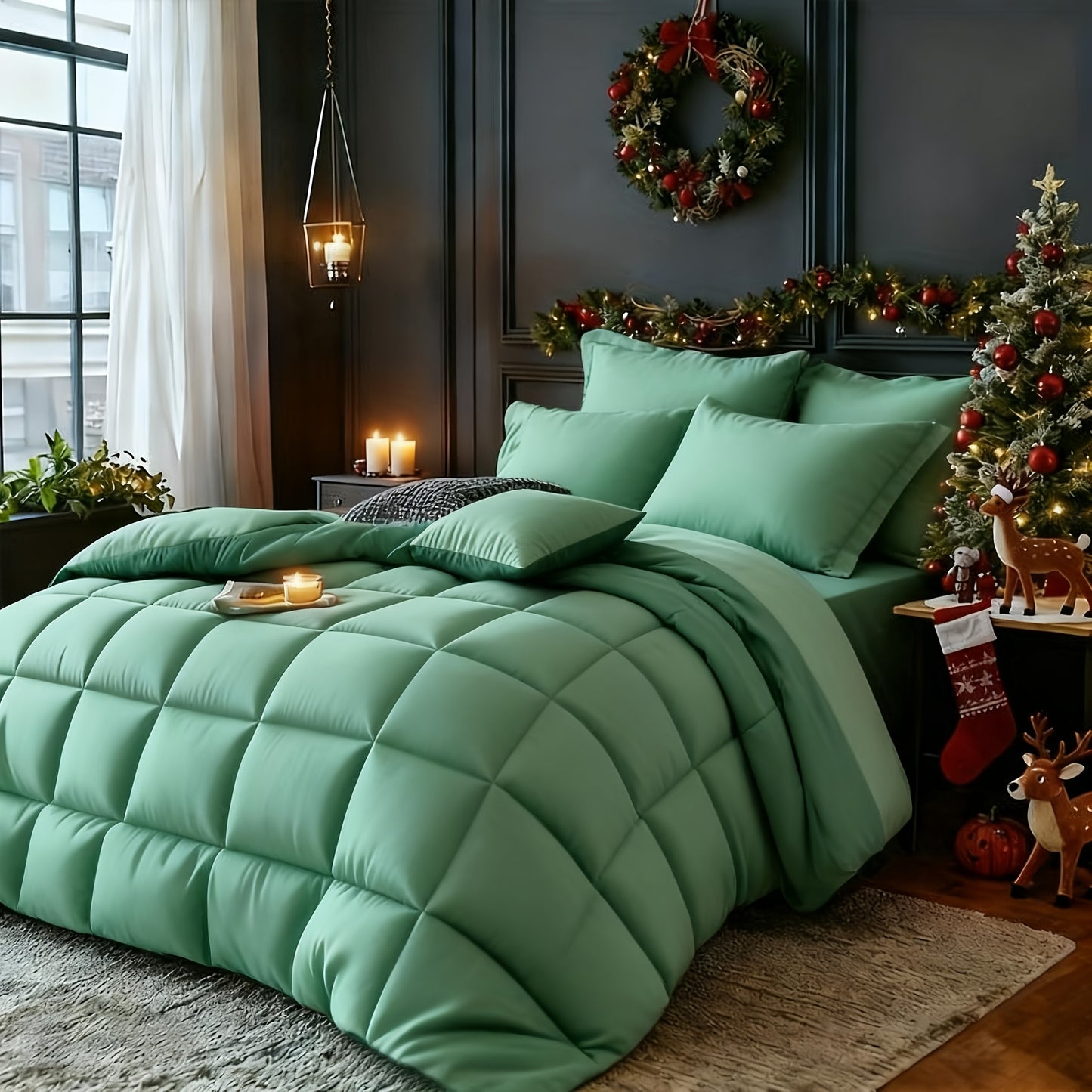 Set Selimut 3pcs Merah/Hitam Ukuran Queen - Set Selimut Nyaman untuk Semua Musim, Termasuk 1 Selimut, 1 atau 2 Sarung Bantal, Selimut Jahitan Kotak Berkualitas Hotel, Dapat Dicuci dengan Mesin, Hadiah Natal yang Cocok untuk Teman dan Keluarga