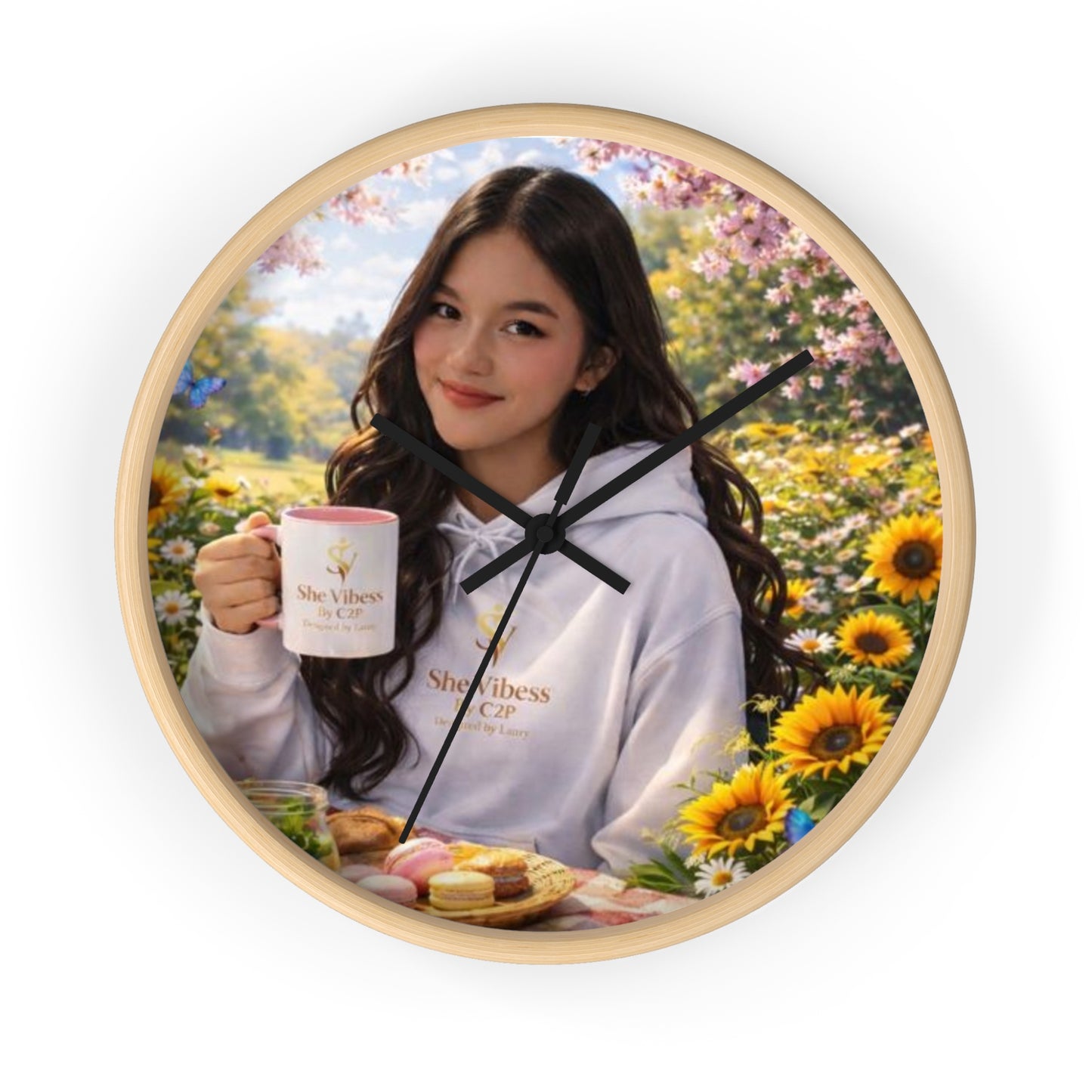 She Vibess By Lanny™ Wood-Framed Wall Clock