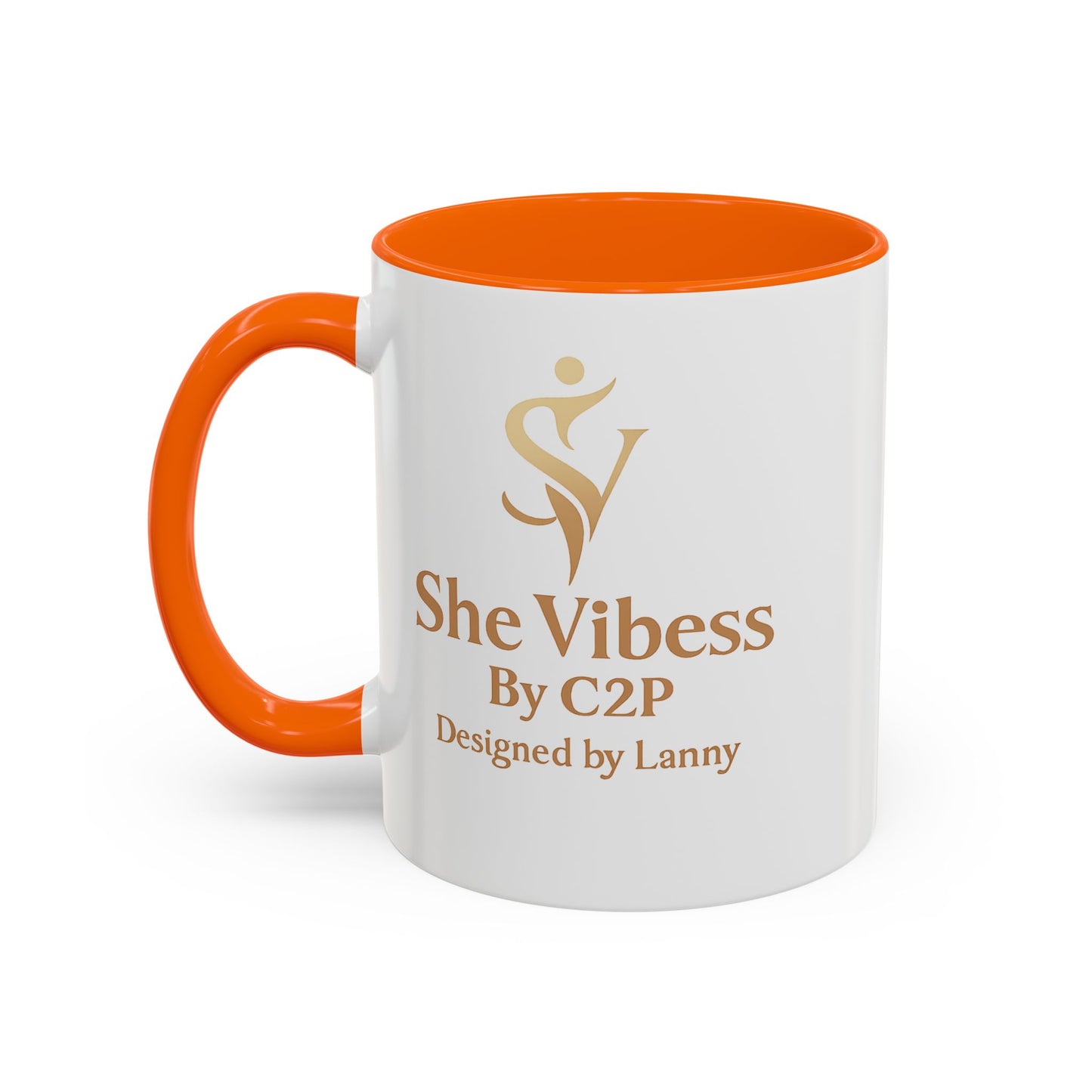 She Vibess Accent Coffee Mug — Inspirational Gold Logo 11/15oz