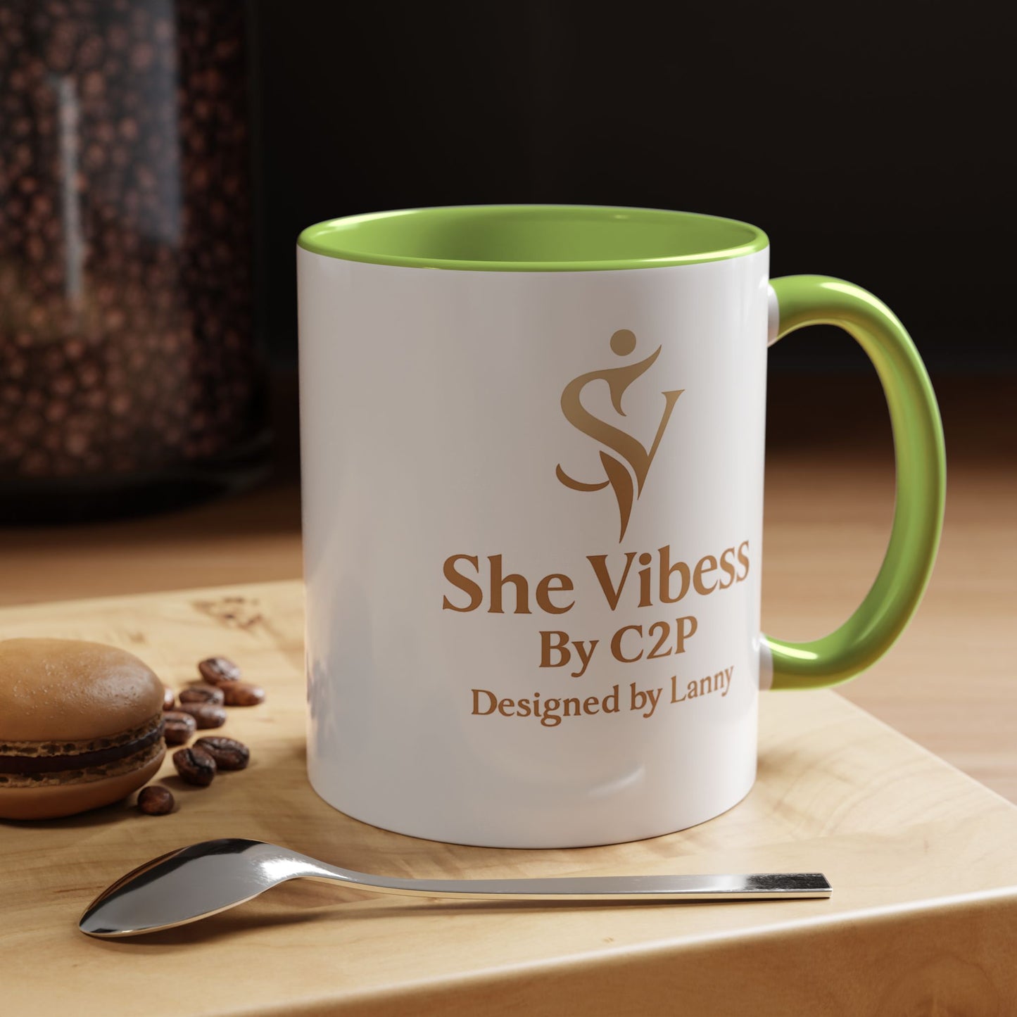 She Vibess Accent Coffee Mug — Inspirational Gold Logo 11/15oz