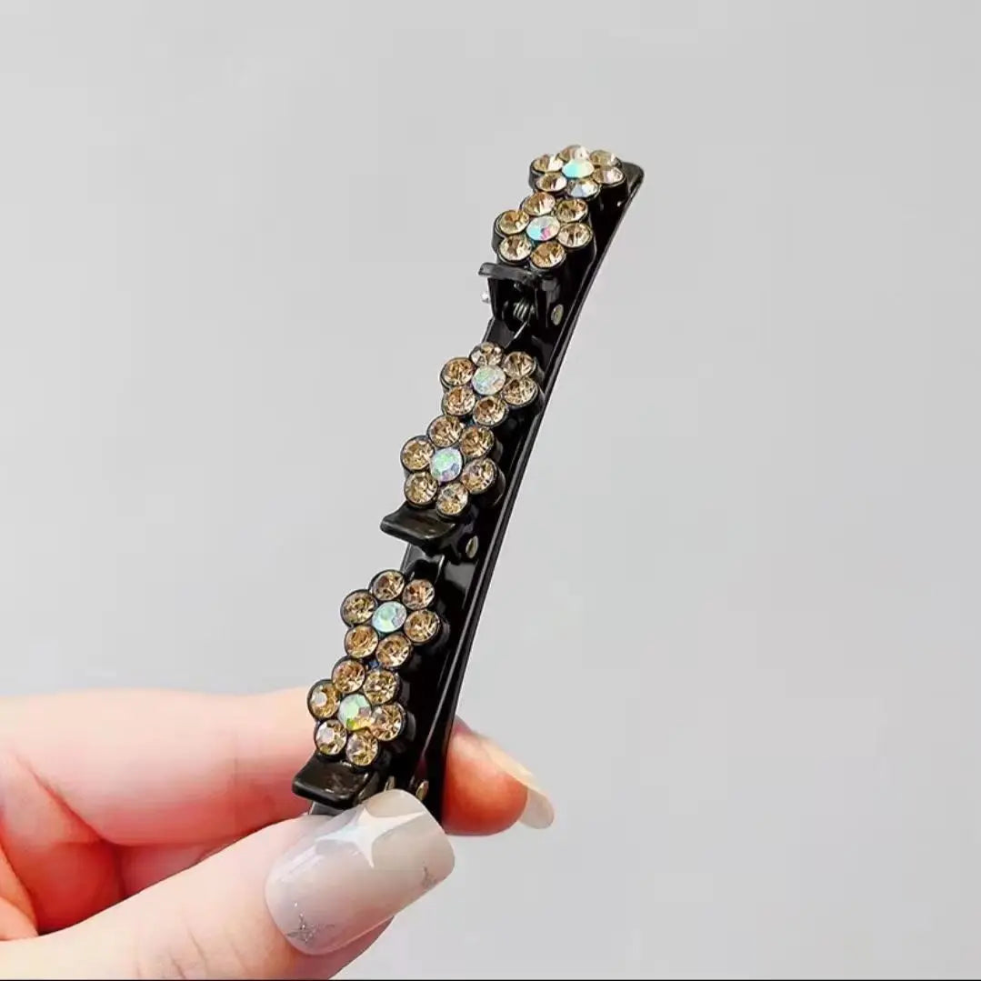 2023 Rhinestones Braided Hair Clips for Girls Hairclip with 3 Flowers Hair Span with Crystalllume Women Hairpin Hair Accessories