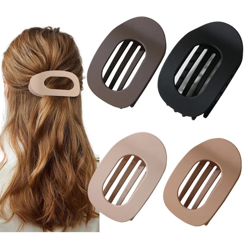 Fashion Oval Flat Hair Clips for Women New Design Leopard Large Flat round Claw Clip French Concord Hair Clips Hair Accessories