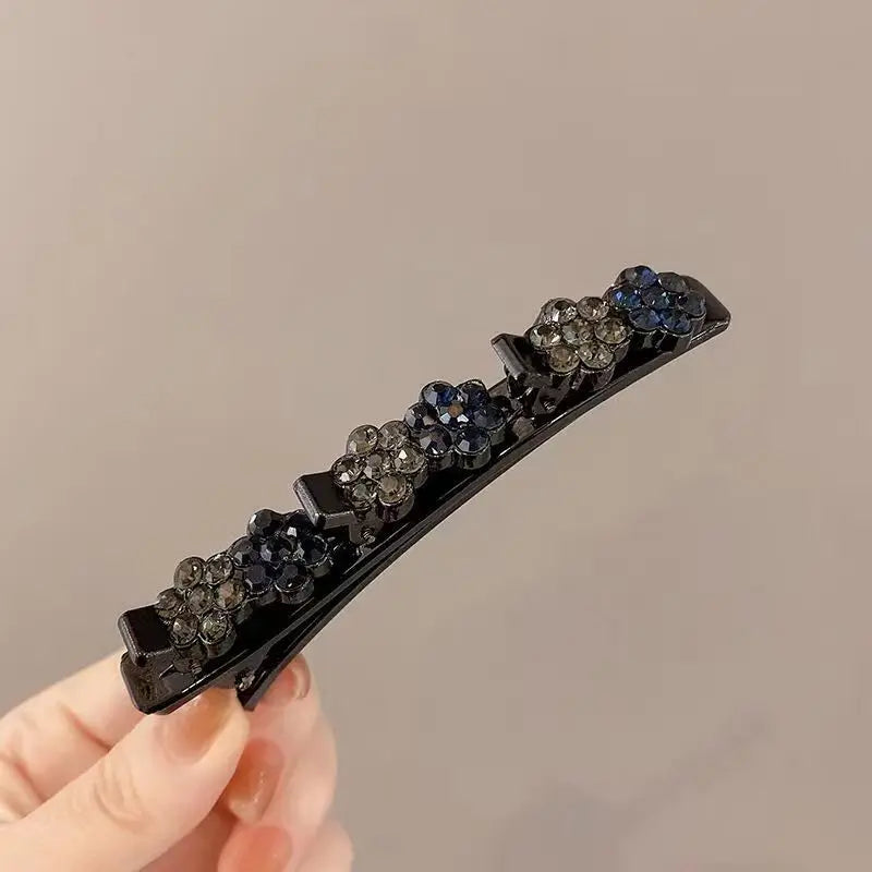 2023 Rhinestones Braided Hair Clips for Girls Hairclip with 3 Flowers Hair Span with Crystalllume Women Hairpin Hair Accessories