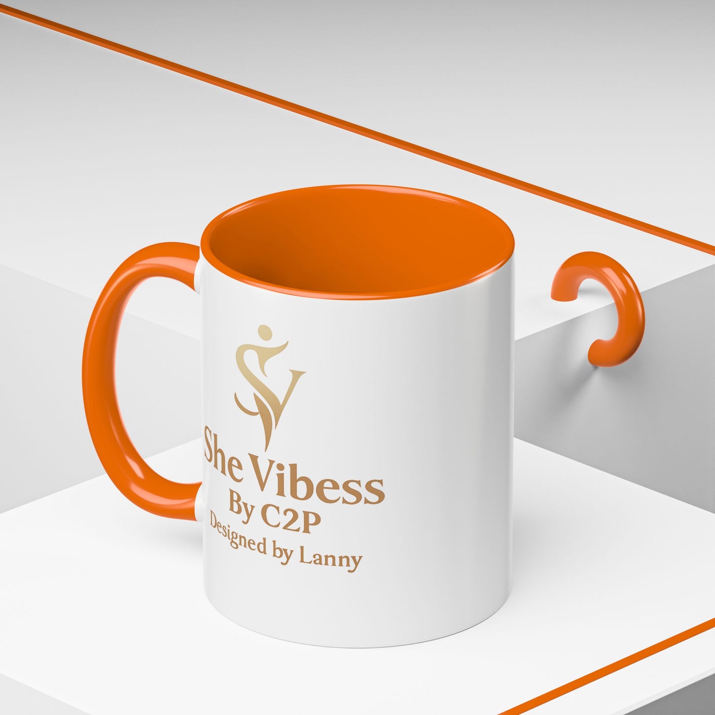 She Vibess Accent Coffee Mug — Inspirational Gold Logo 11/15oz