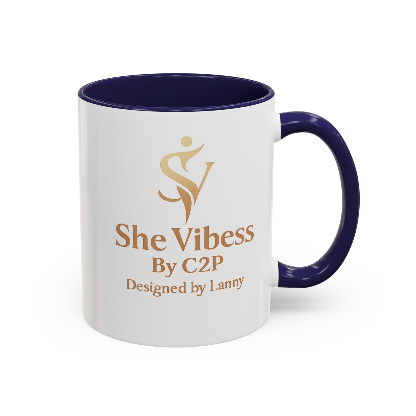 She Vibess Accent Coffee Mug — Inspirational Gold Logo 11/15oz