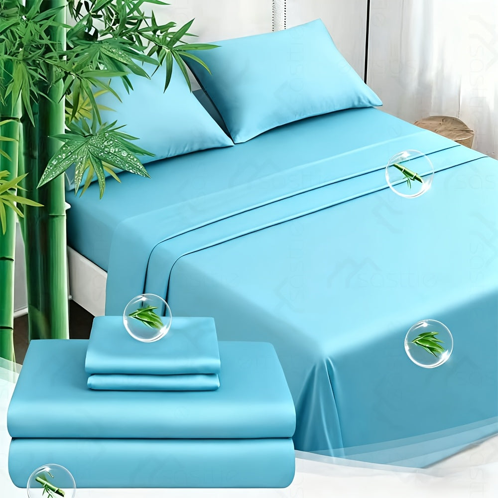 4 Peices Bamboo Bed Sheet Set - 100% Bamboo Blend - Ultra Soft & Breathable Bed Sheets - Deep Pocket Up to 16" Hotel Y Bedding Set - Perfect for Hot Sleepers - Great Christmas Gifts Bedding Sheets Set Bamboo Sheets Sets King