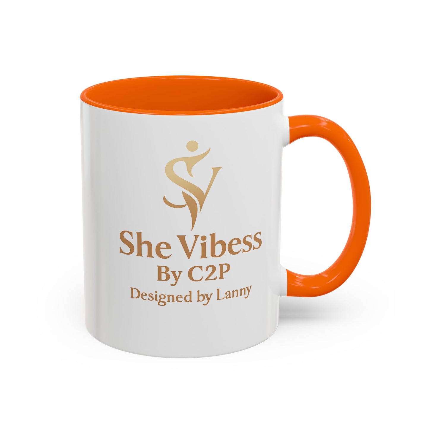 She Vibess Accent Coffee Mug — Inspirational Gold Logo 11/15oz