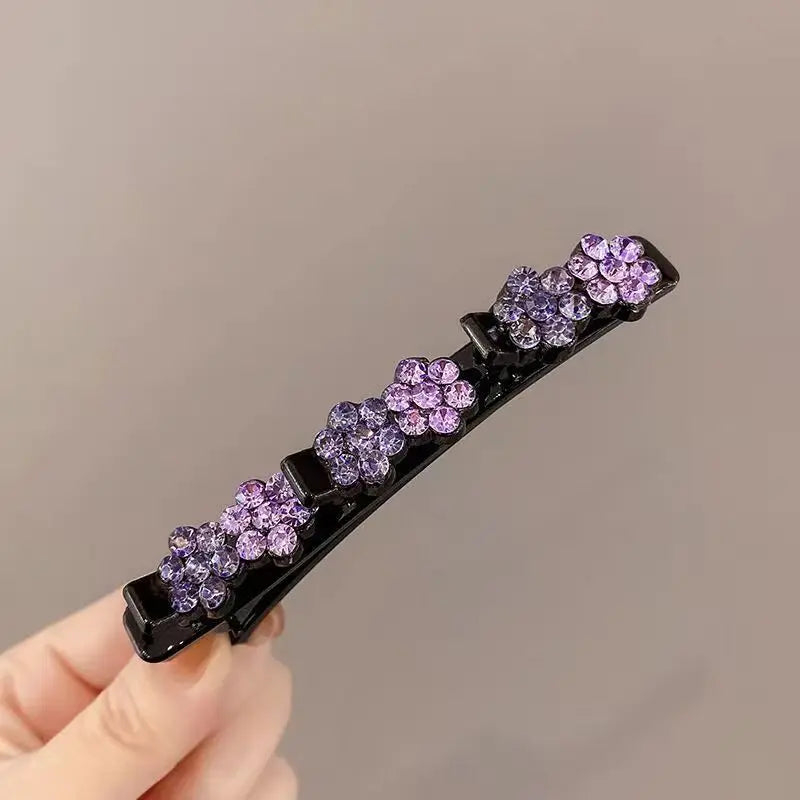 2023 Rhinestones Braided Hair Clips for Girls Hairclip with 3 Flowers Hair Span with Crystalllume Women Hairpin Hair Accessories