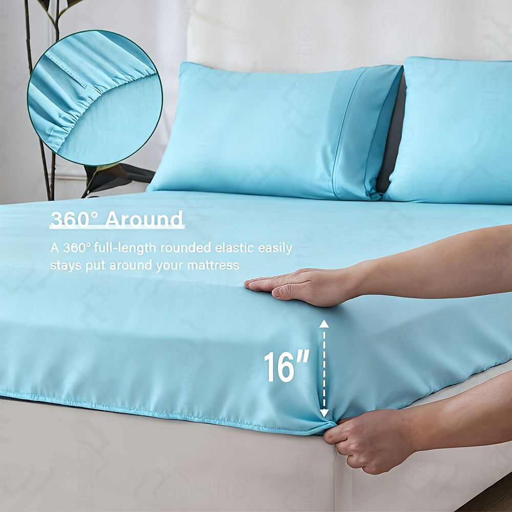 4 Peices Bamboo Bed Sheet Set - 100% Bamboo Blend - Ultra Soft & Breathable Bed Sheets - Deep Pocket Up to 16" Hotel Y Bedding Set - Perfect for Hot Sleepers - Great Christmas Gifts Bedding Sheets Set Bamboo Sheets Sets King