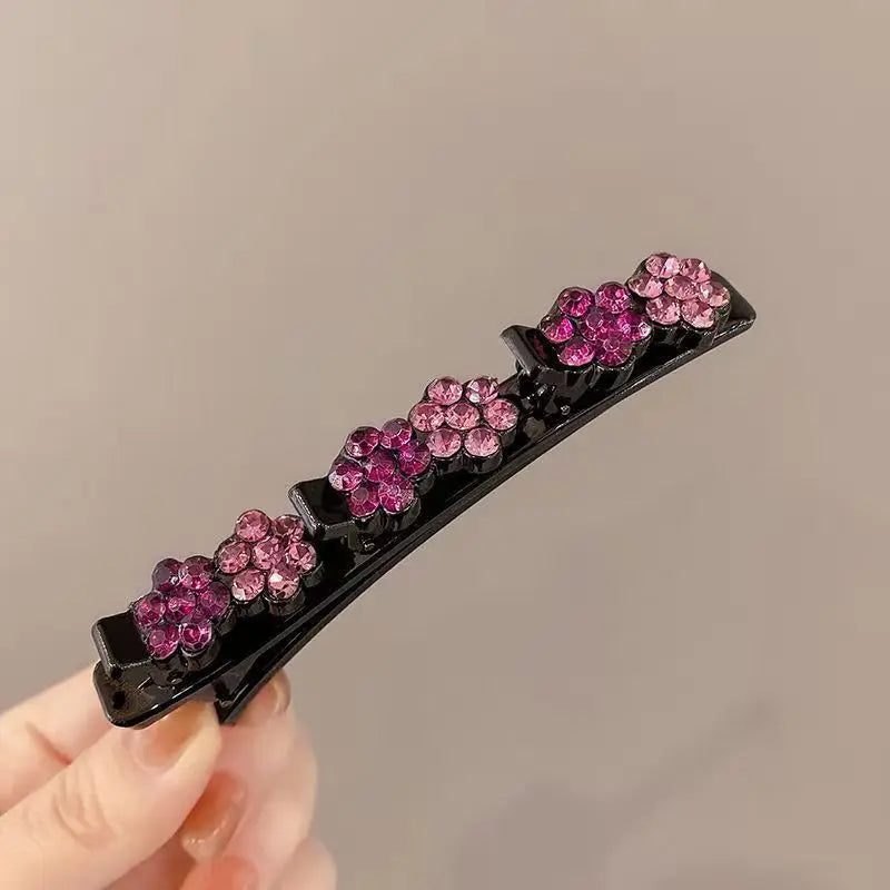 2023 Rhinestones Braided Hair Clips for Girls Hairclip with 3 Flowers Hair Span with Crystalllume Women Hairpin Hair Accessories