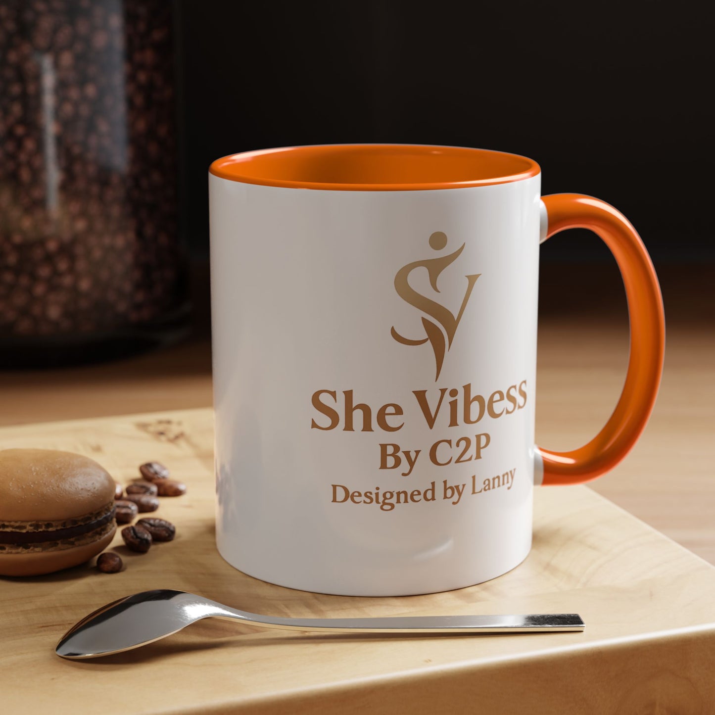 She Vibess Accent Coffee Mug — Inspirational Gold Logo 11/15oz