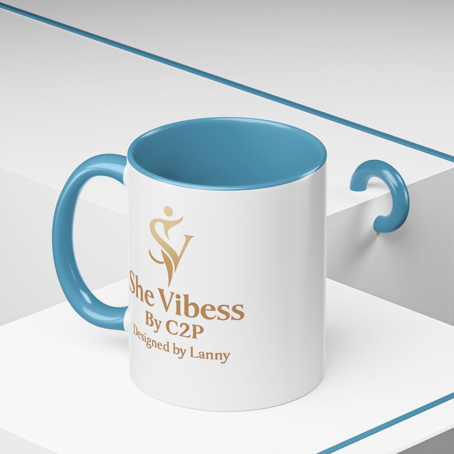 She Vibess Accent Coffee Mug — Inspirational Gold Logo 11/15oz