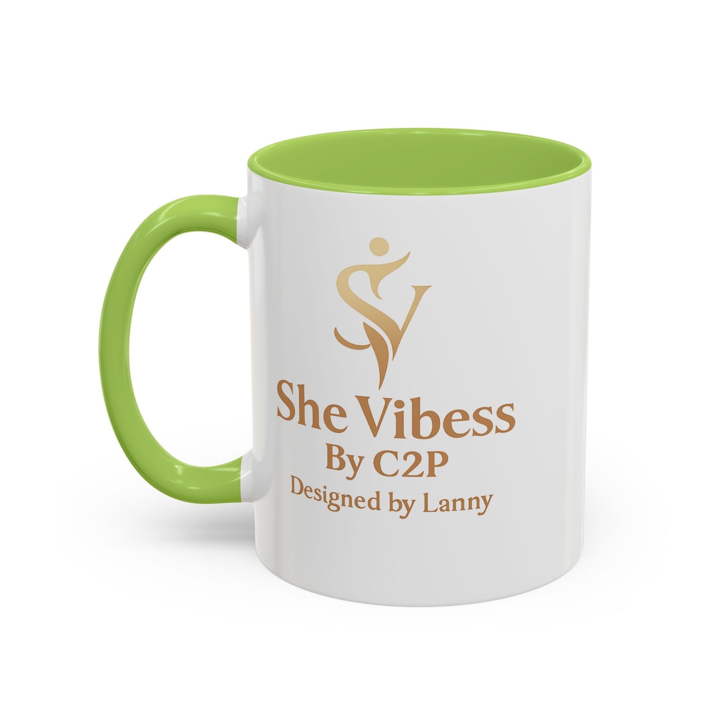 She Vibess Accent Coffee Mug — Inspirational Gold Logo 11/15oz