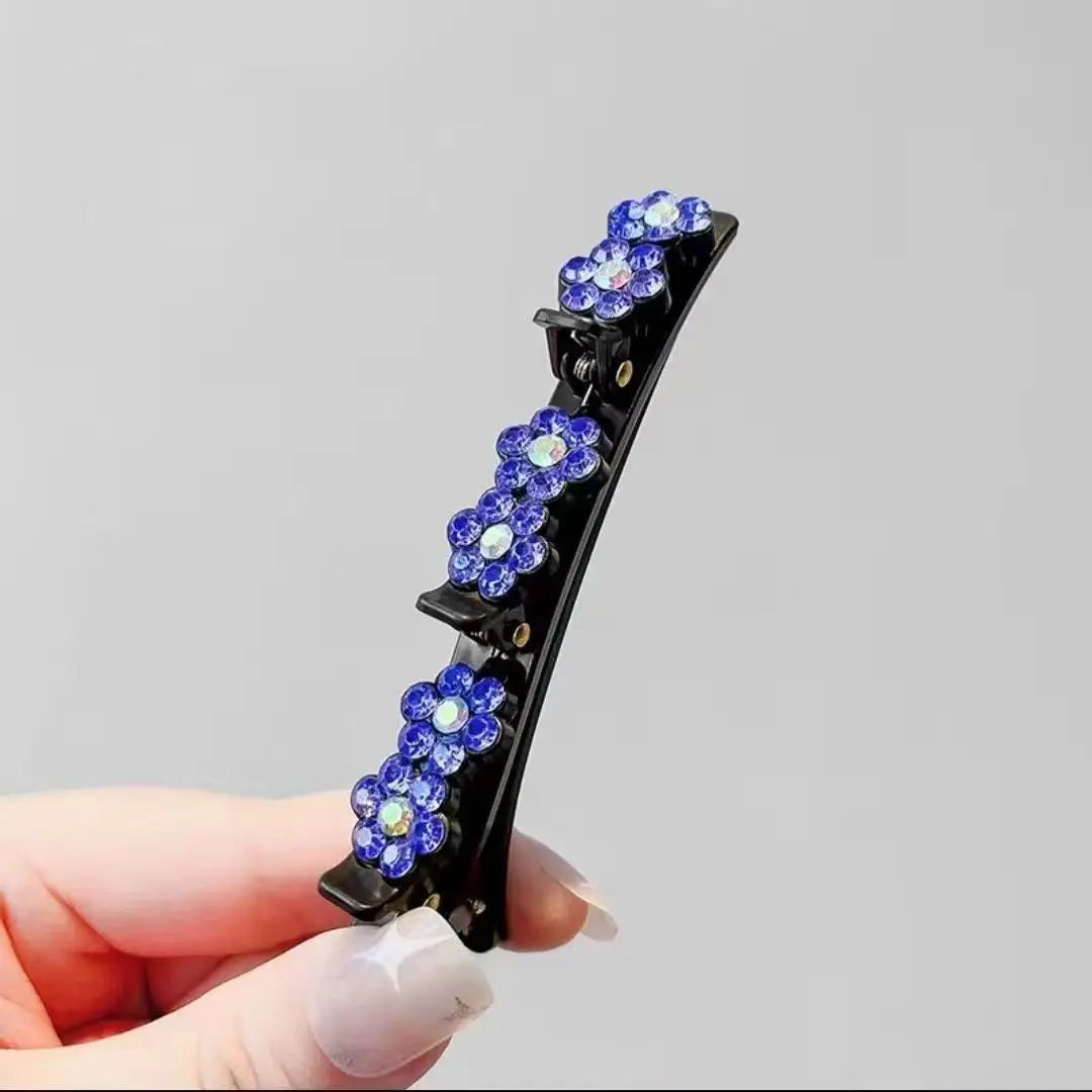 2023 Rhinestones Braided Hair Clips for Girls Hairclip with 3 Flowers Hair Span with Crystalllume Women Hairpin Hair Accessories