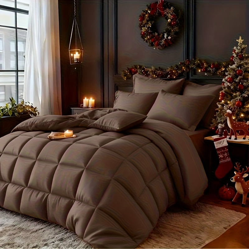 Set Selimut 3pcs Merah/Hitam Ukuran Queen - Set Selimut Nyaman untuk Semua Musim, Termasuk 1 Selimut, 1 atau 2 Sarung Bantal, Selimut Jahitan Kotak Berkualitas Hotel, Dapat Dicuci dengan Mesin, Hadiah Natal yang Cocok untuk Teman dan Keluarga