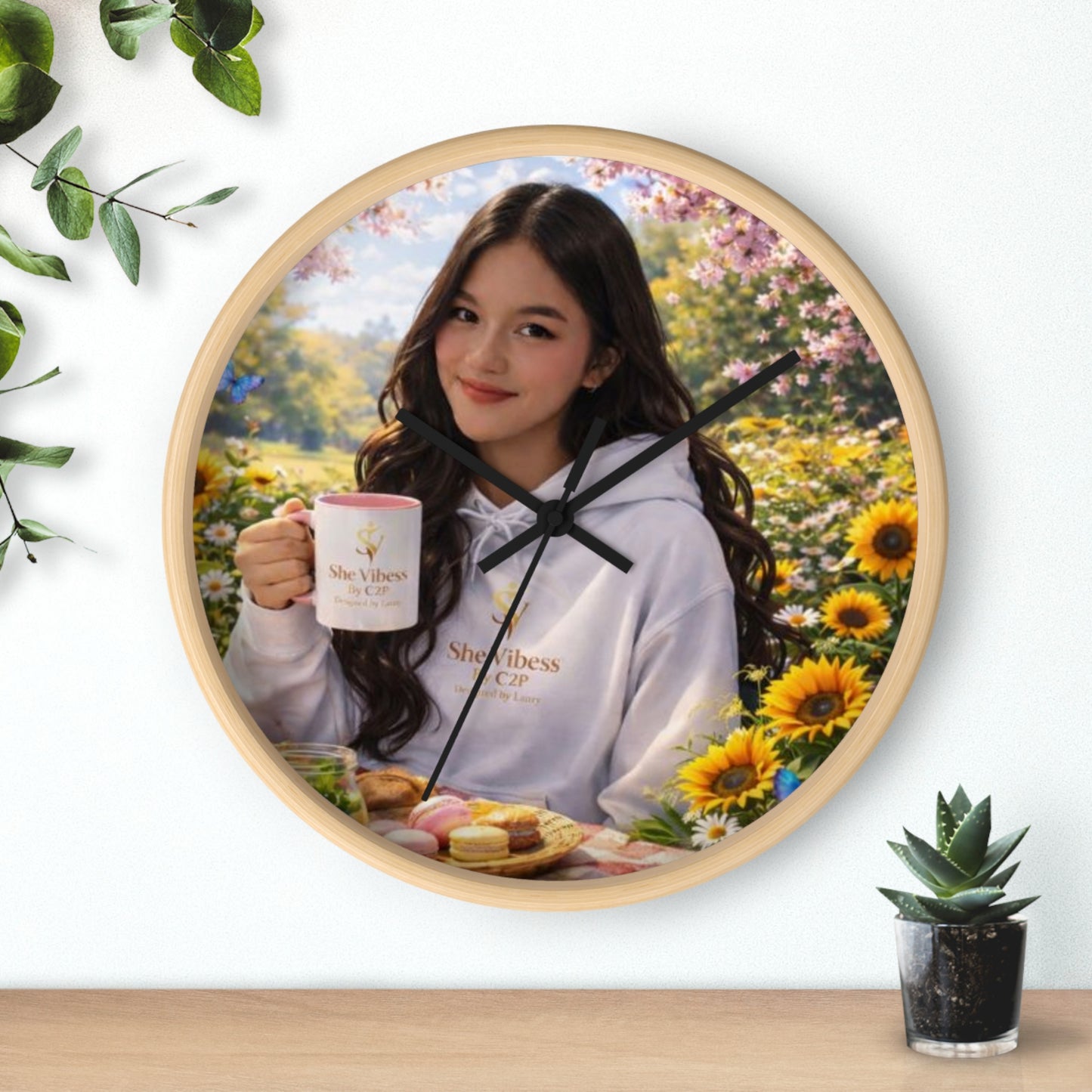 She Vibess By Lanny™ Wood-Framed Wall Clock