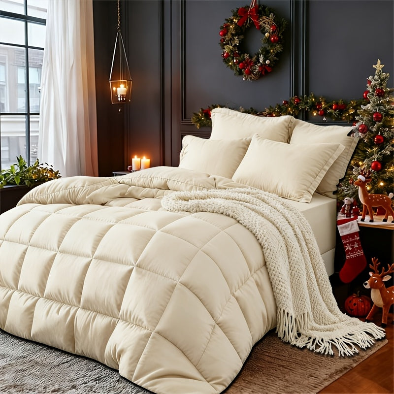 Set Selimut 3pcs Merah/Hitam Ukuran Queen - Set Selimut Nyaman untuk Semua Musim, Termasuk 1 Selimut, 1 atau 2 Sarung Bantal, Selimut Jahitan Kotak Berkualitas Hotel, Dapat Dicuci dengan Mesin, Hadiah Natal yang Cocok untuk Teman dan Keluarga