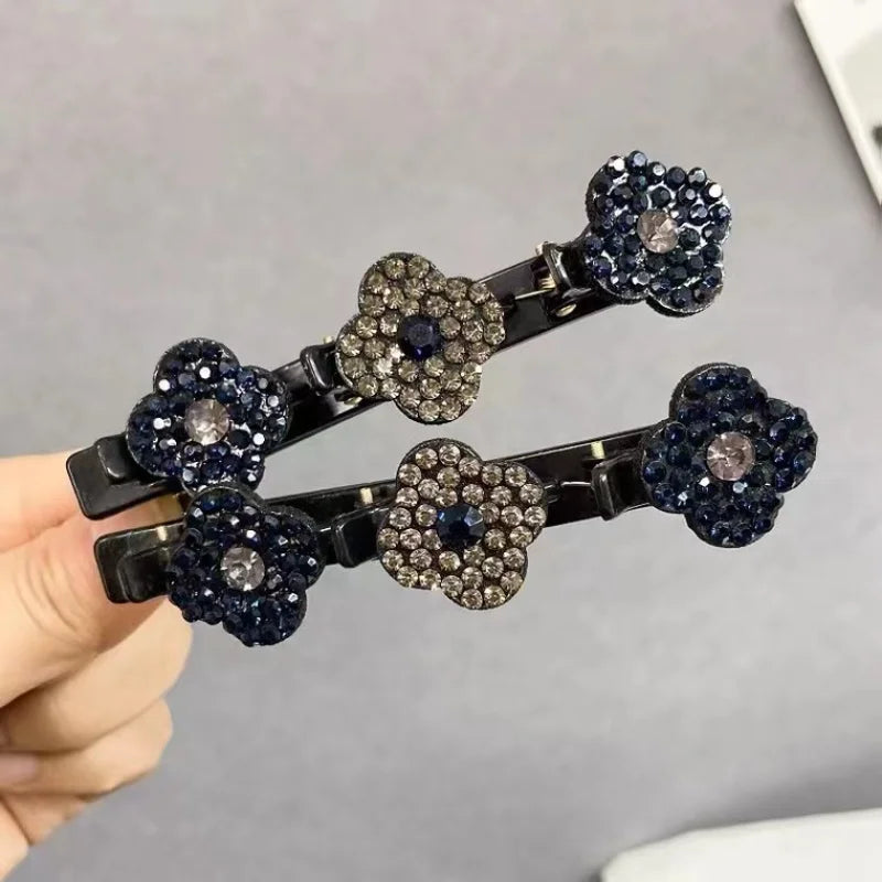 2023 Rhinestones Braided Hair Clips for Girls Hairclip with 3 Flowers Hair Span with Crystalllume Women Hairpin Hair Accessories