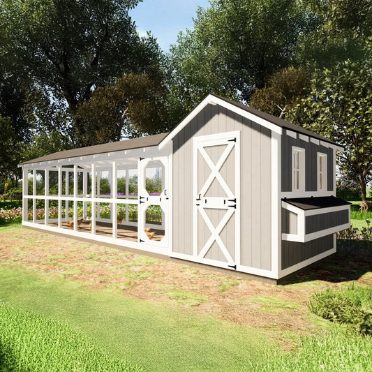 8x32 Large Chicken Coop Plans with 24ft Run – DIY Hen House for 24 Chickens ( Printed plans ) - She Vibess By C2P