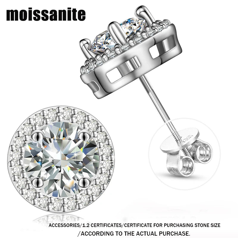 TUHE Unisex VVS1 Moissanite Women Earrings 925 Silver Fine Jewelry Earings 3MM/4MM/5MM Silver 925 Fashion Earrings Women Gift - She Vibess By C2P