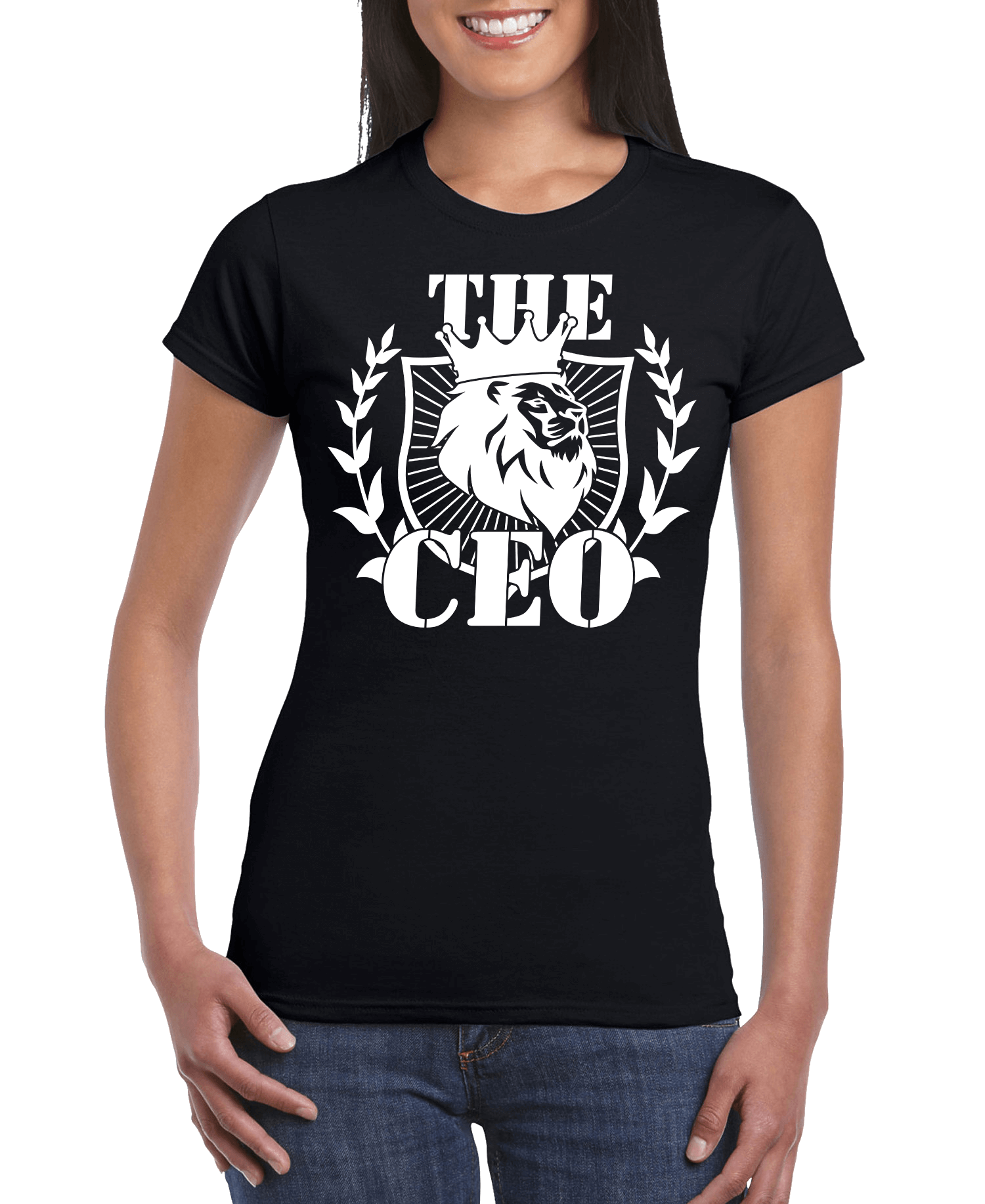 The CEO Lion Women's Slim Fit Short Sleeve T-Shirt - She Vibess By C2P