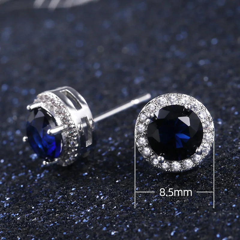 Huitan Classic Round Cubic Zirconia Prong Setting Women's Stud Earring 6 Color Delicate Wedding Engagement Evening Party Jewelry - She Vibess By C2P