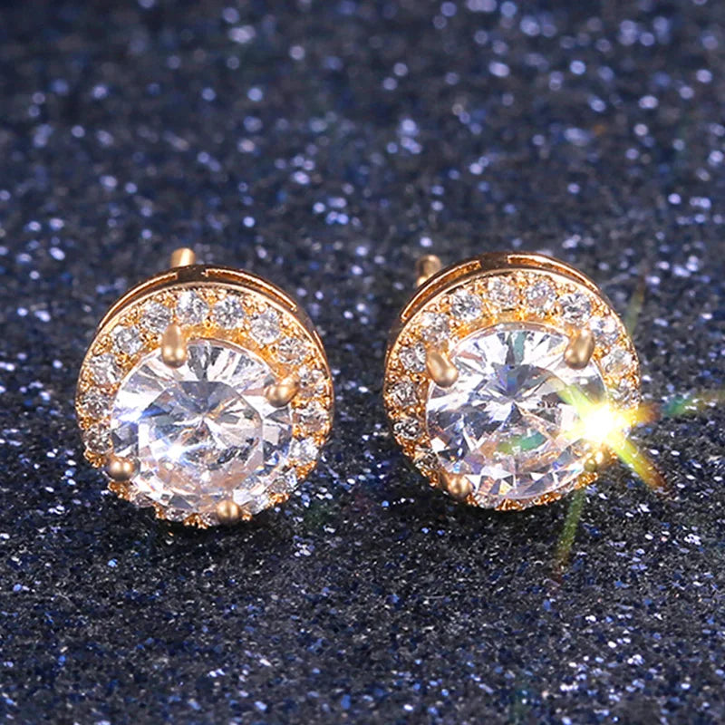 Huitan Classic Round Cubic Zirconia Prong Setting Women's Stud Earring 6 Color Delicate Wedding Engagement Evening Party Jewelry - She Vibess By C2P