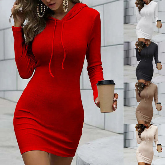 Hot Sale Women Hoodies Casual High Waist Hooded Long Sleeve Sweater Hoodie Dress - She Vibess By C2P