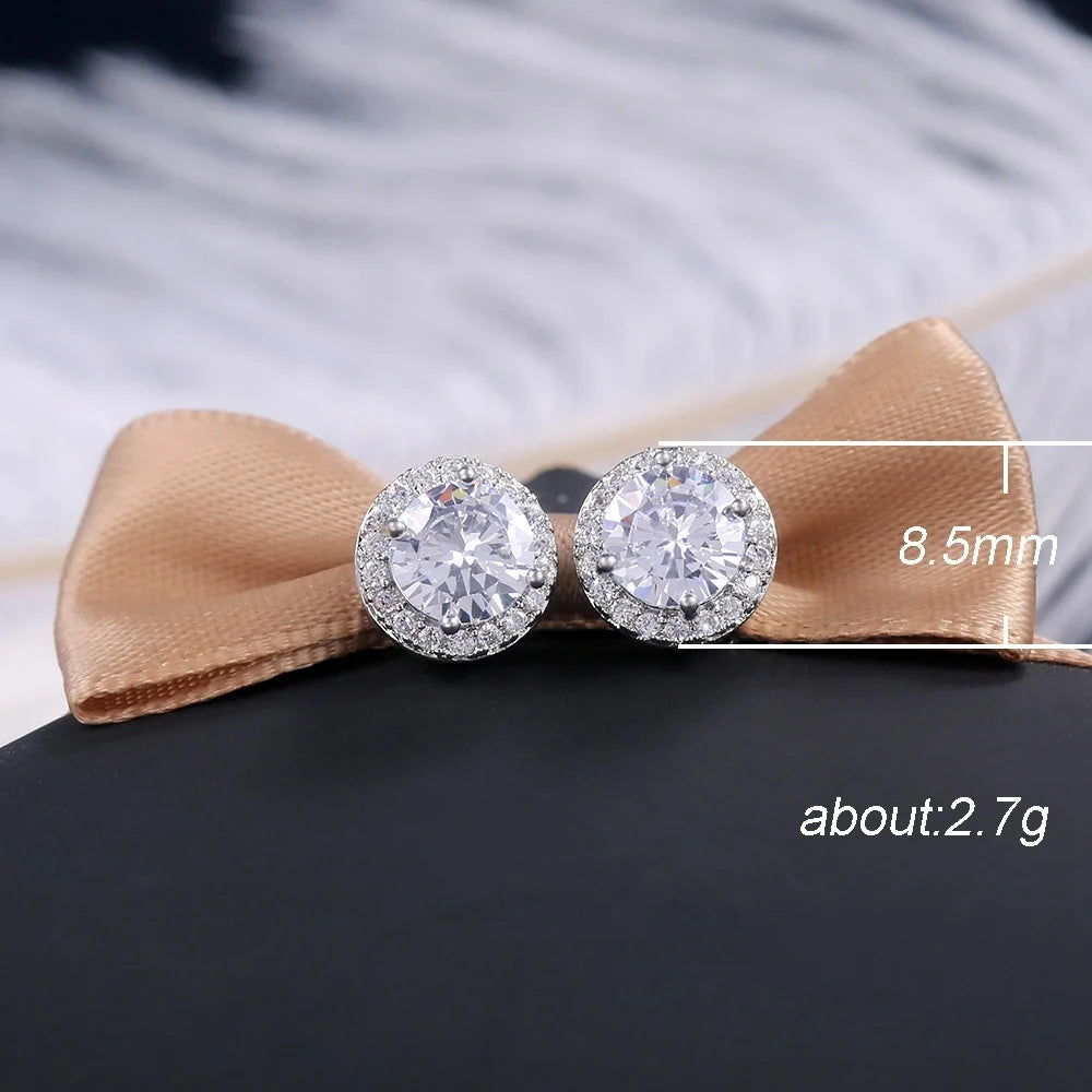 Huitan Classic Round Cubic Zirconia Prong Setting Women's Stud Earring 6 Color Delicate Wedding Engagement Evening Party Jewelry - She Vibess By C2P