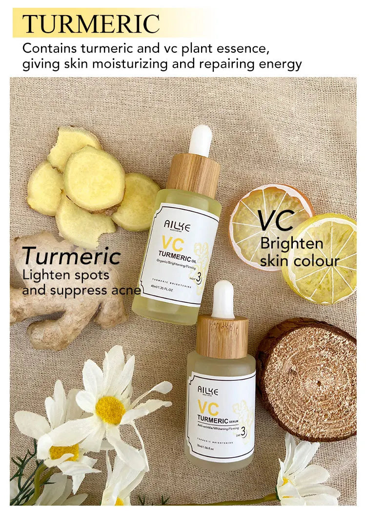 AILKE Turmeric Renew Skin Care Sets Vitamin C Women Facial Organic Anti Acne Whitening Hydrating Firming Korean Face Products - She Vibess By C2P