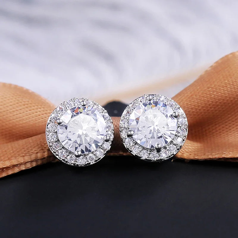 Huitan Classic Round Cubic Zirconia Prong Setting Women's Stud Earring 6 Color Delicate Wedding Engagement Evening Party Jewelry - She Vibess By C2P