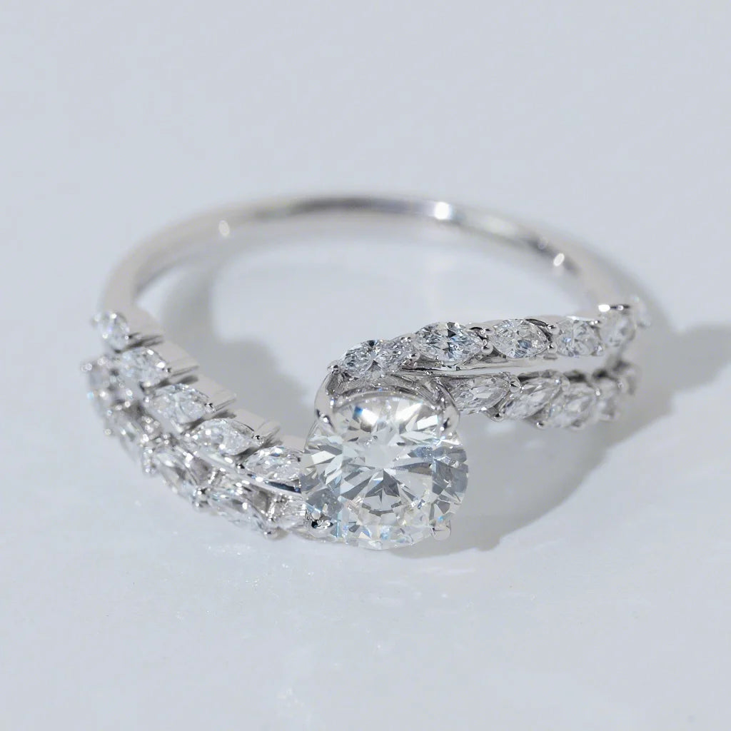 Cincin Pertunangan Berlian Buatan Laboratorium 1.6CT VVS Kustom untuk Wanita, Emas Putih Berkualitas Tinggi, Perak 925, Perhiasan Cincin Pertunangan Berlian