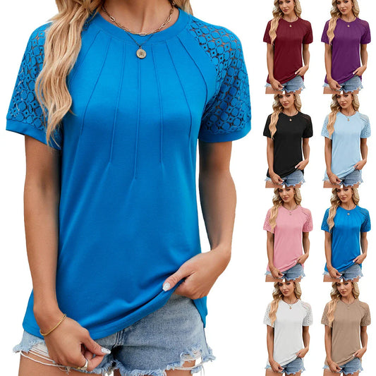 S-2XL Womens Summer Tops Spring Shirts Trendy Vacation Outfits Short Sleeve Business Tshirts Fashion Casual Blouses - She Vibess By C2P