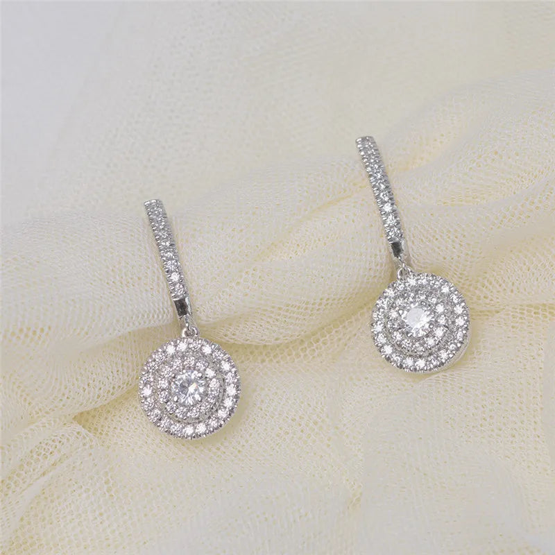 Huitan New Wedding Trend Eternity Earrings for Women Full Bling Cubic Zirconia Simple Elegant Lady's Accessories Classic Jewelry - She Vibess By C2P