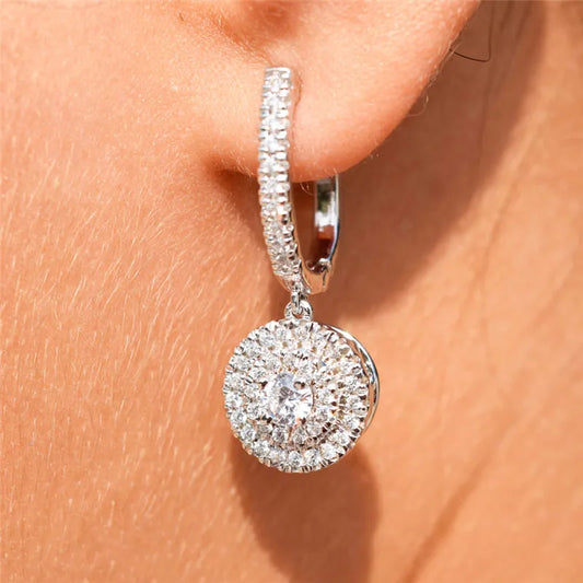 Huitan New Wedding Trend Eternity Earrings for Women Full Bling Cubic Zirconia Simple Elegant Lady's Accessories Classic Jewelry - She Vibess By C2P