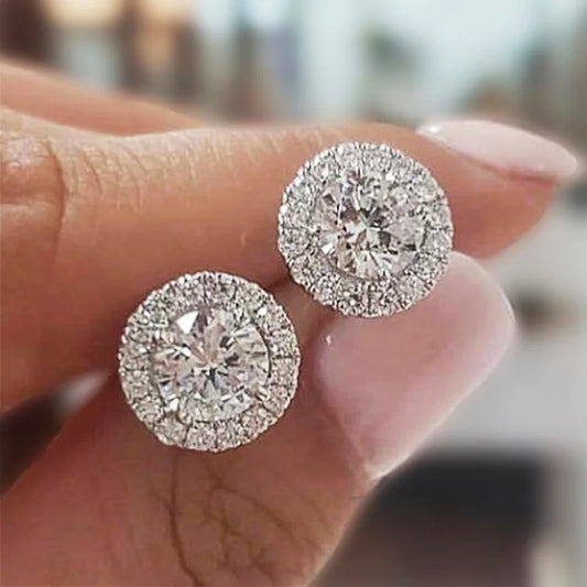 Huitan Classic Round Cubic Zirconia Prong Setting Women's Stud Earring 6 Color Delicate Wedding Engagement Evening Party Jewelry - She Vibess By C2P
