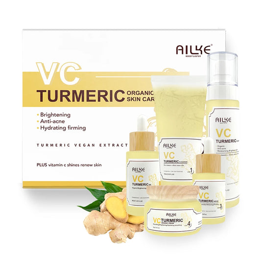 AILKE Turmeric Renew Skin Care Sets Vitamin C Women Facial Organic Anti Acne Whitening Hydrating Firming Korean Face Products - She Vibess By C2P