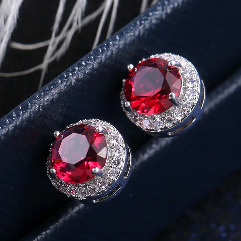 Huitan Classic Round Cubic Zirconia Prong Setting Women's Stud Earring 6 Color Delicate Wedding Engagement Evening Party Jewelry - She Vibess By C2P